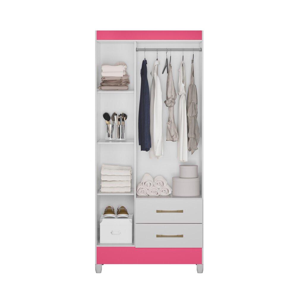 Guarda Roupa Roupeiro Lima 3 Portas 2 Gavetas e 4 Prateleiras Moval - 2