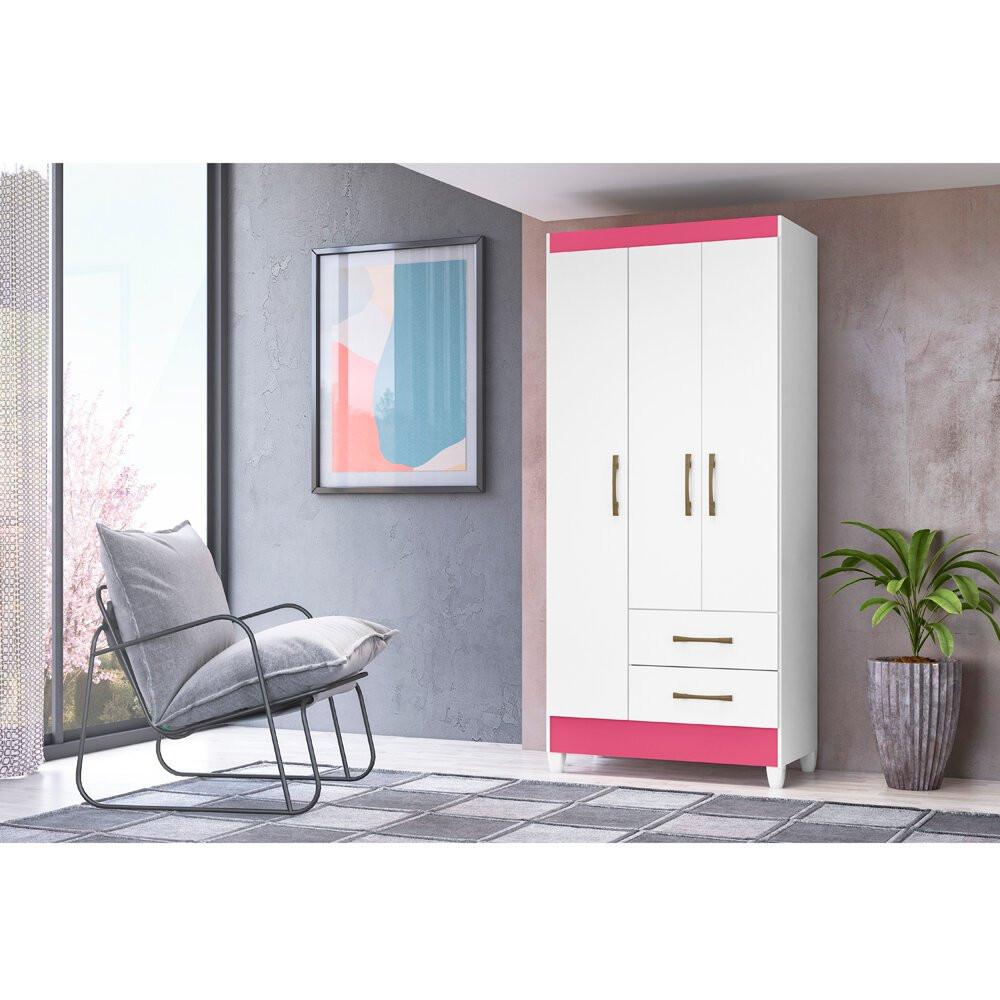 Guarda Roupa Roupeiro Lima 3 Portas 2 Gavetas e 4 Prateleiras Moval - 3