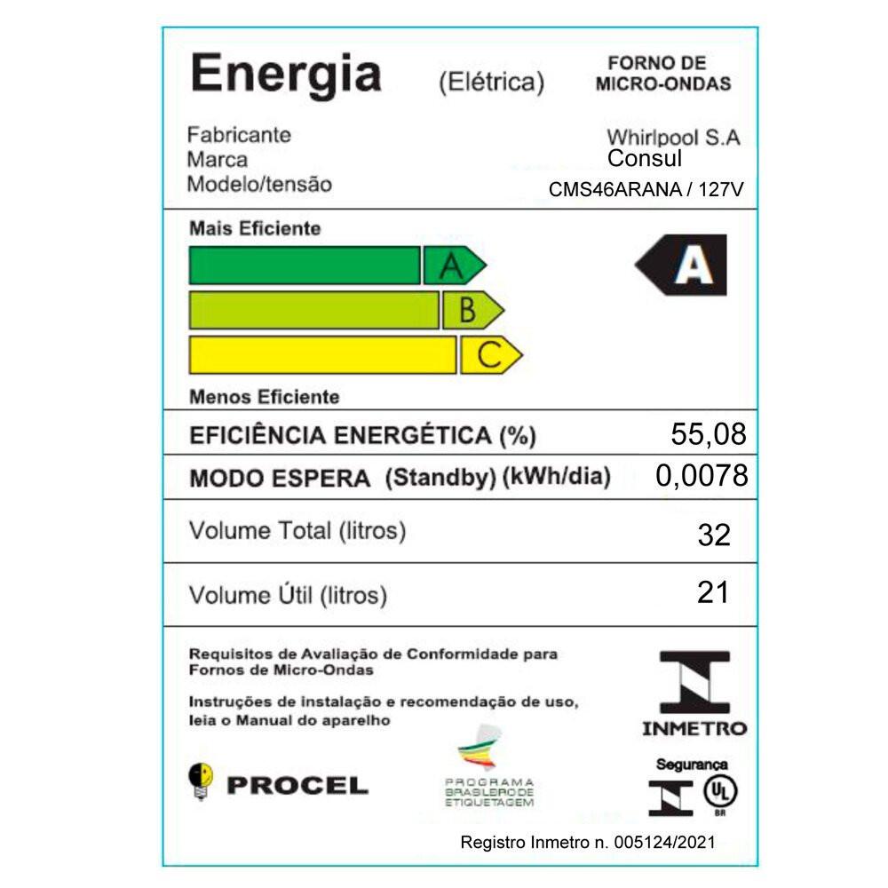 Micro-ondas CMS46AR Consul 32 Litros de Bancada Menu Fácil e Espelhado - 5