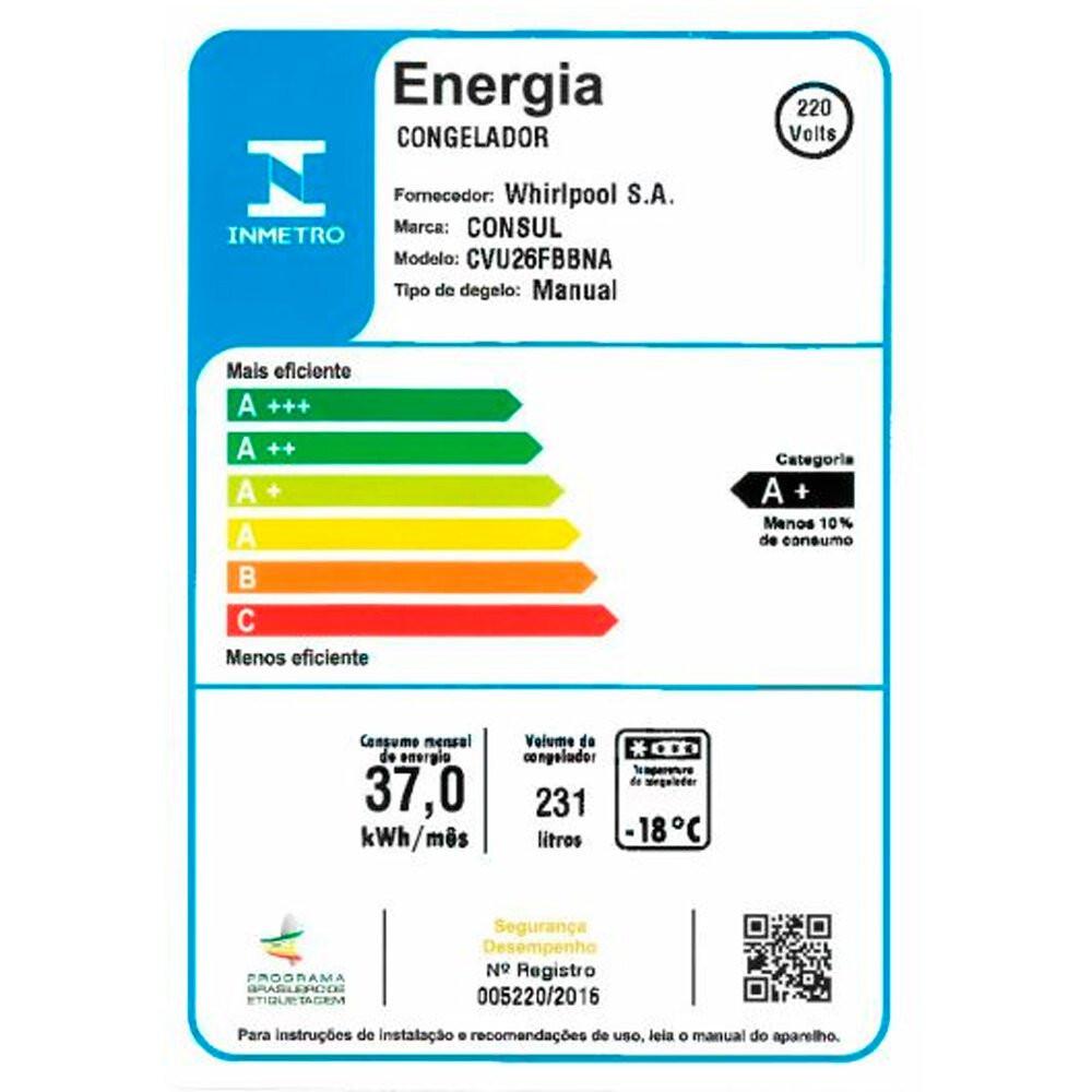 Freezer Vertical Cvu26Fb Consul 1 Porta Reversível e 1 Gaveta 231 Litros - 6