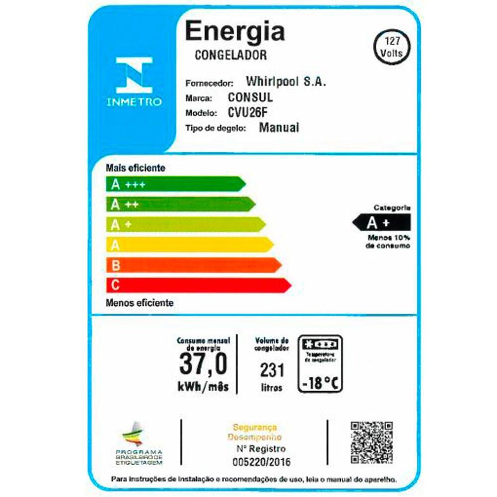 Freezer Vertical Cvu26Fb Consul 1 Porta Reversível e 1 Gaveta 231 Litros - 9