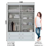 Guarda Roupa Solteiro Americano 4 Portas 4 Gavetas Henn - 2