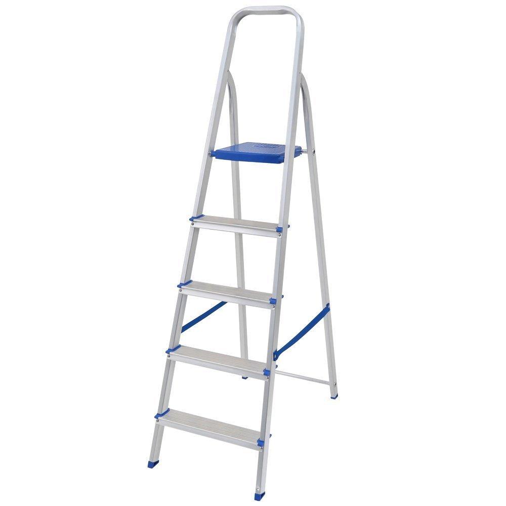 Escada de Alumínio 5 Degraus com Fita de Segurança Mor - 1