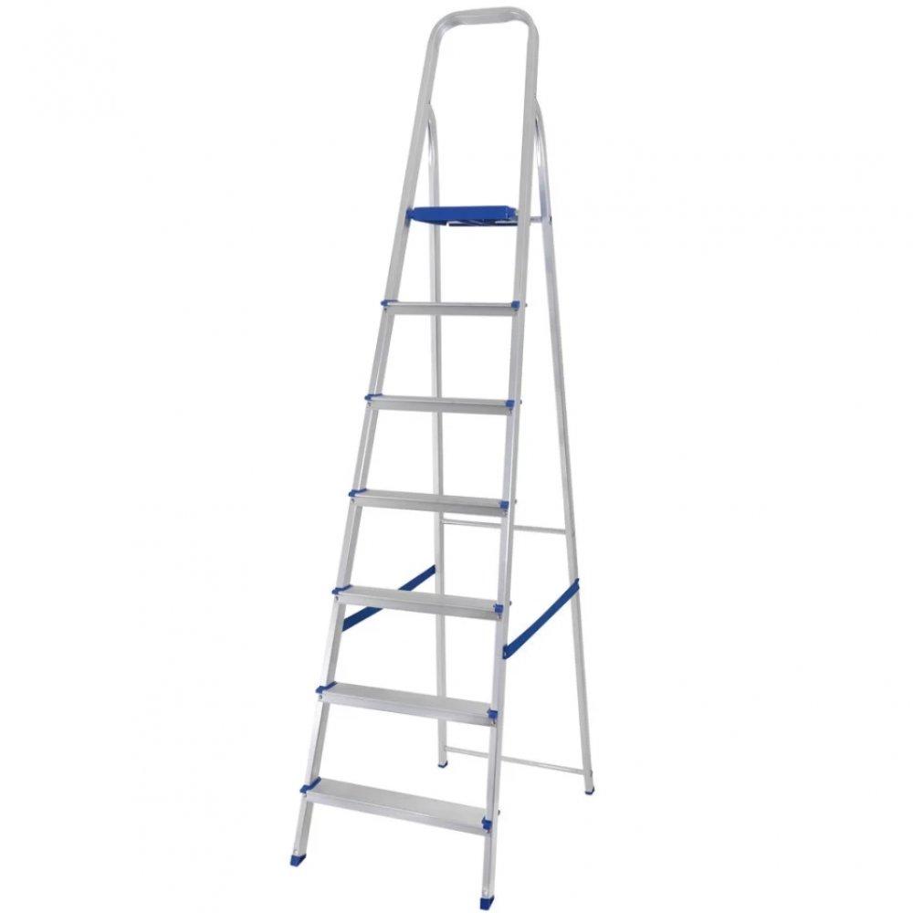 Escada de Alumínio 7 Degraus com Fita de Segurança Mor - 1