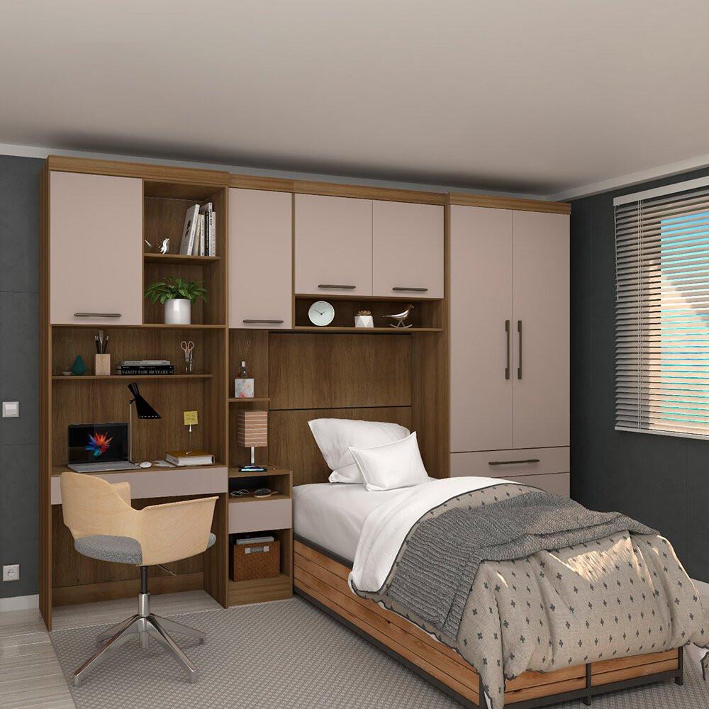 Módulo Mesa de Cabeceira Alta 38cm com 1 Porta e 1 Gaveta Eucamóveis Paris - 324 - 4