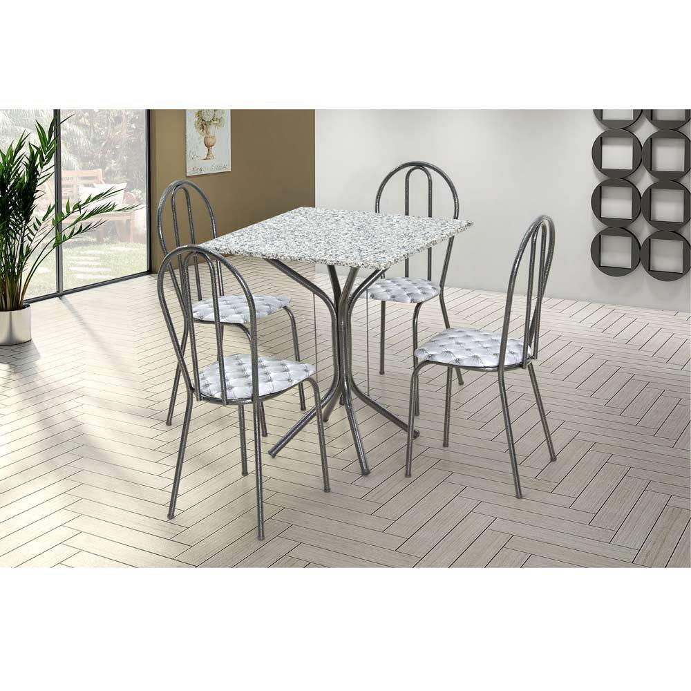 Conjunto Mesa Quadrada com Tampo em Granito e 4 Cadeiras - 2