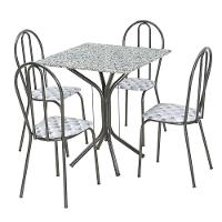 Conjunto Mesa Quadrada com Tampo em Granito e 4 Cadeiras - 1
