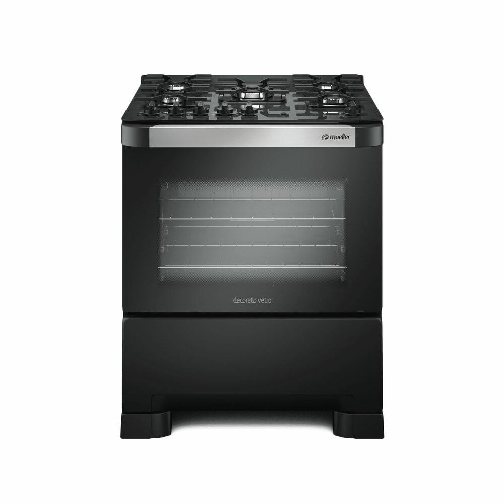 Fogão a Gás de Piso Decorato Vetro G3 5 Bocas Mesa de Vidro Mueller - 1