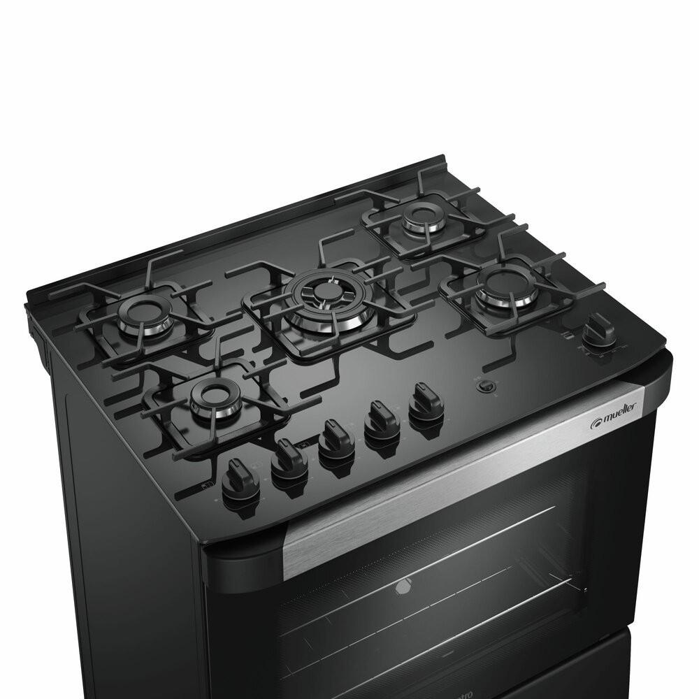Fogão a Gás de Piso Decorato Vetro G3 5 Bocas Mesa de Vidro Mueller - 4