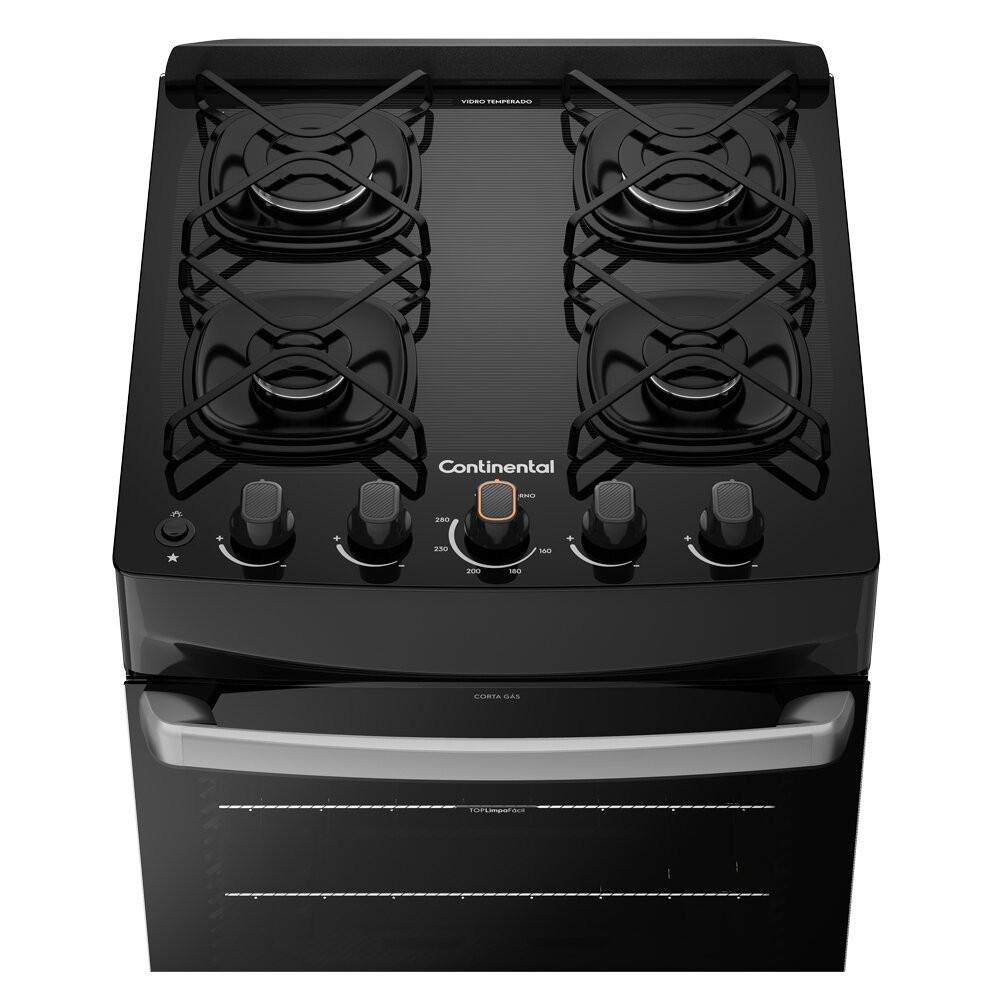 Fogão a Gás de Piso 4 Bocas Continental Mesa de Vidro FC4GP - 4