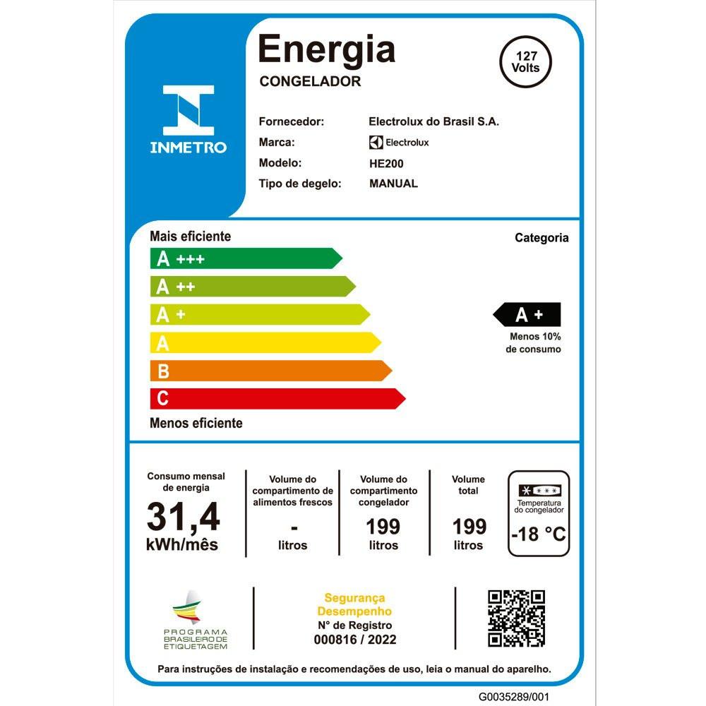 Freezer Horizontal 199 Litros 1 Porta HE200 Electrolux - 7