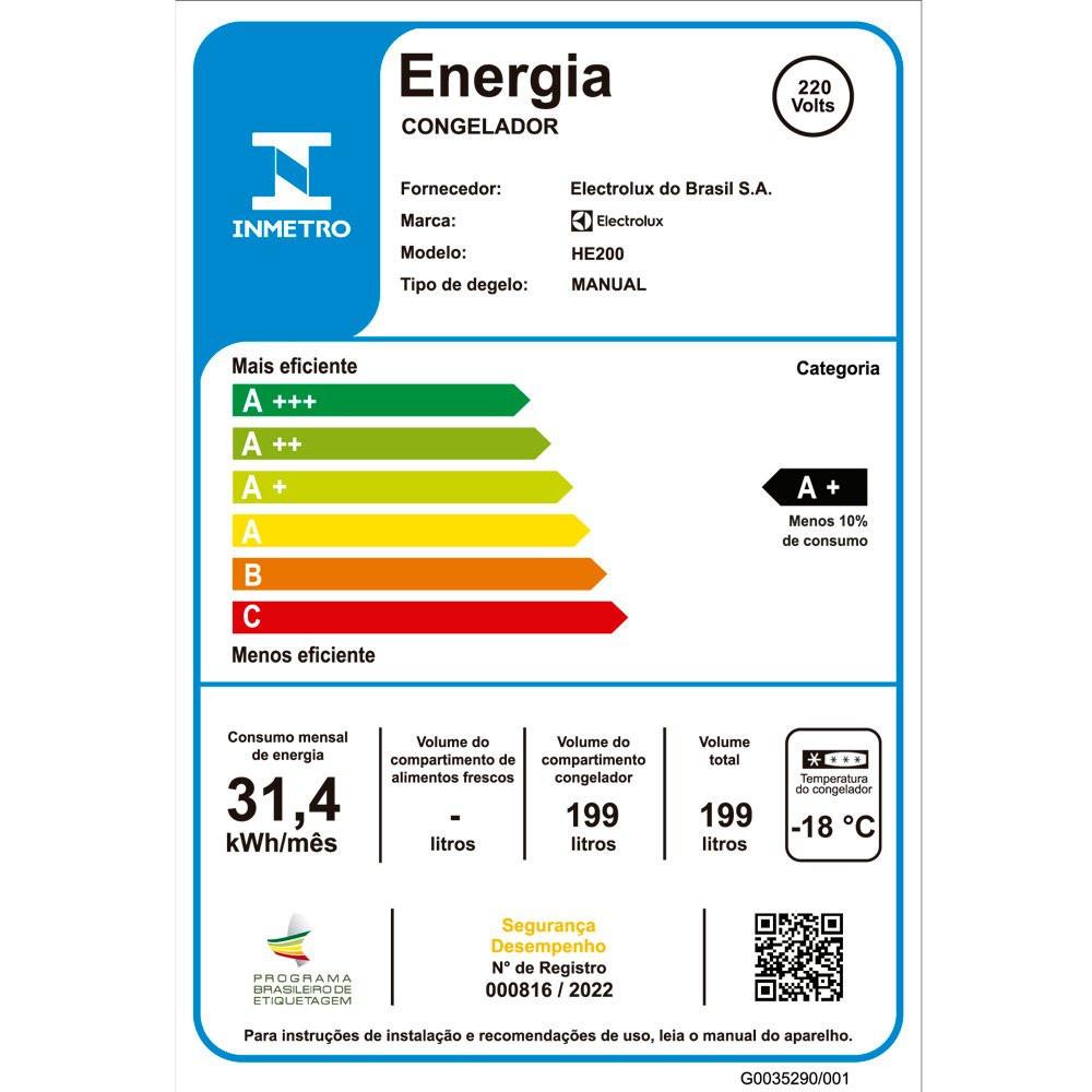 Freezer Horizontal 199 Litros 1 Porta HE200 Electrolux - 8