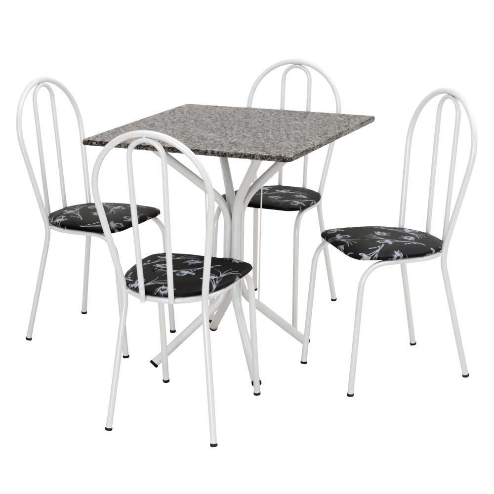 Conjunto Mesa Quadrada com 4 Cadeiras e Tampo em Granito Artefamol Thais - 1