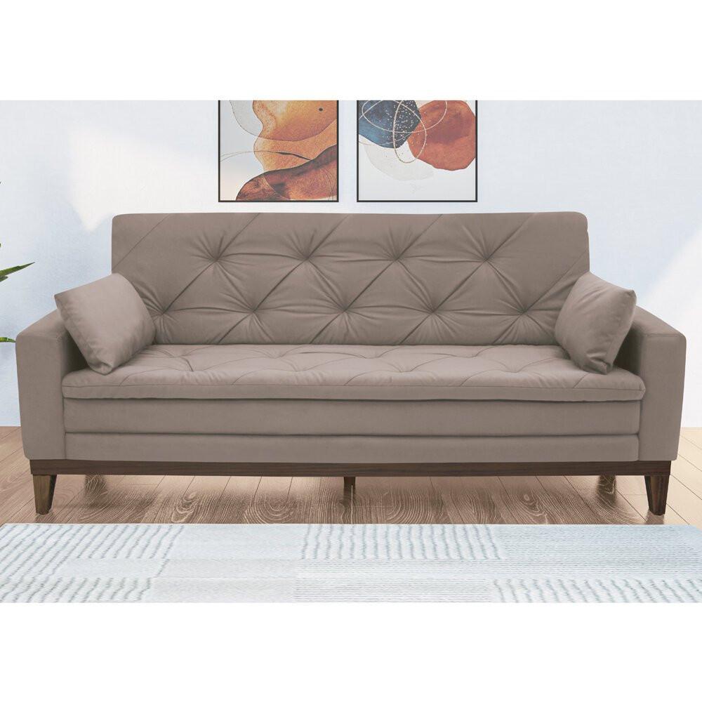 Sofá 2,08 Metros Linoforte Nature, 4 Lugares, Suede Veludo, Espuma D-33 - 4