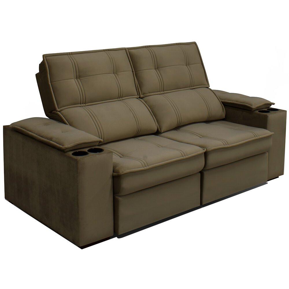 Sofá 2,54 Metros Reclinável Gralha Azul Ferrara, Veludo - 3016 - 1