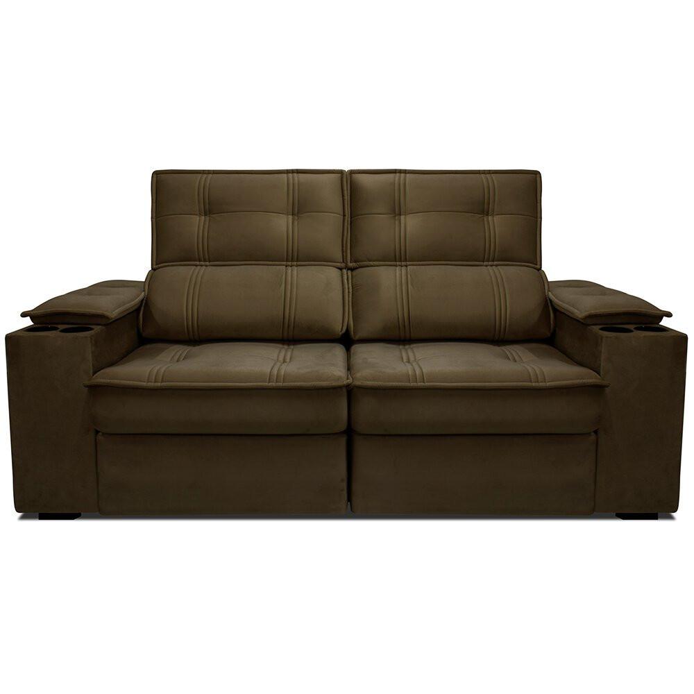 Sofá 2,54 Metros Reclinável Gralha Azul Ferrara, Veludo - 3016 - 2