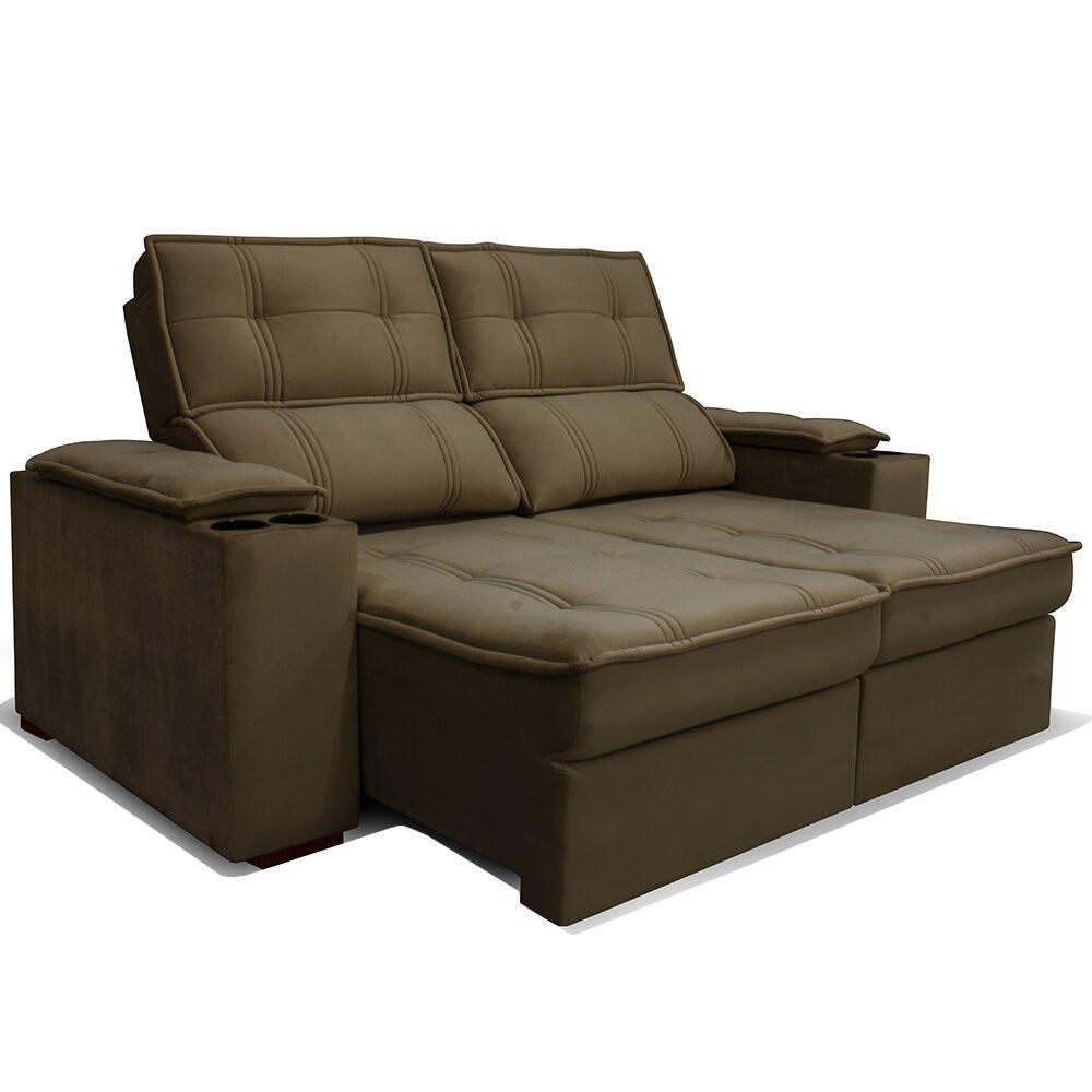 Sofá 2,54 Metros Reclinável Gralha Azul Ferrara, Veludo - 3016 - 3