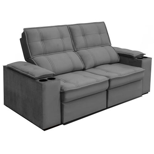 Sofá 2,54 Metros Reclinável Gralha Azul Ferrara, Veludo - 3016