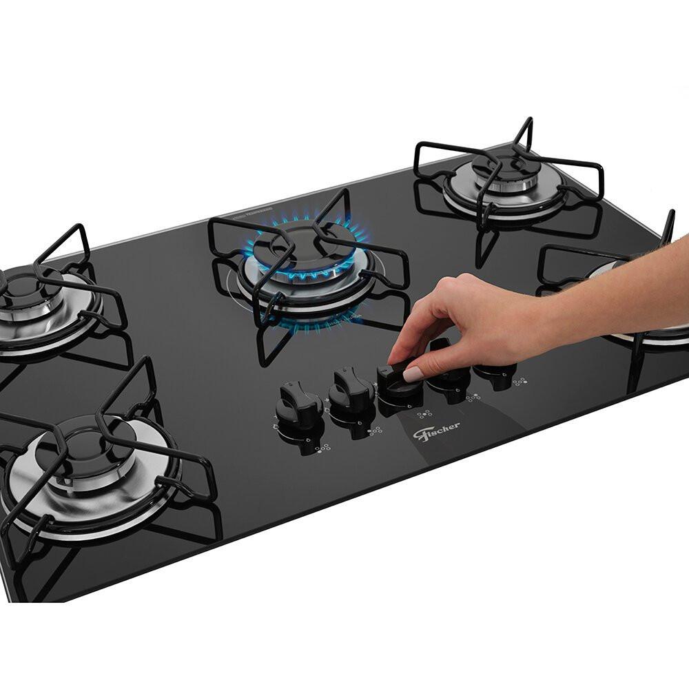 Cooktop a Gás 5 Bocas Fischer Fit Line, Trempe Esmaltada Aramado - 36360-102676 - 4