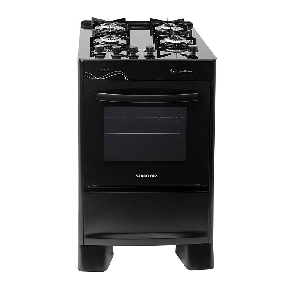Fogão a Gás 4 Bocas Suggar Neo Glass 4 Queimadores Bivolt Preto - 1