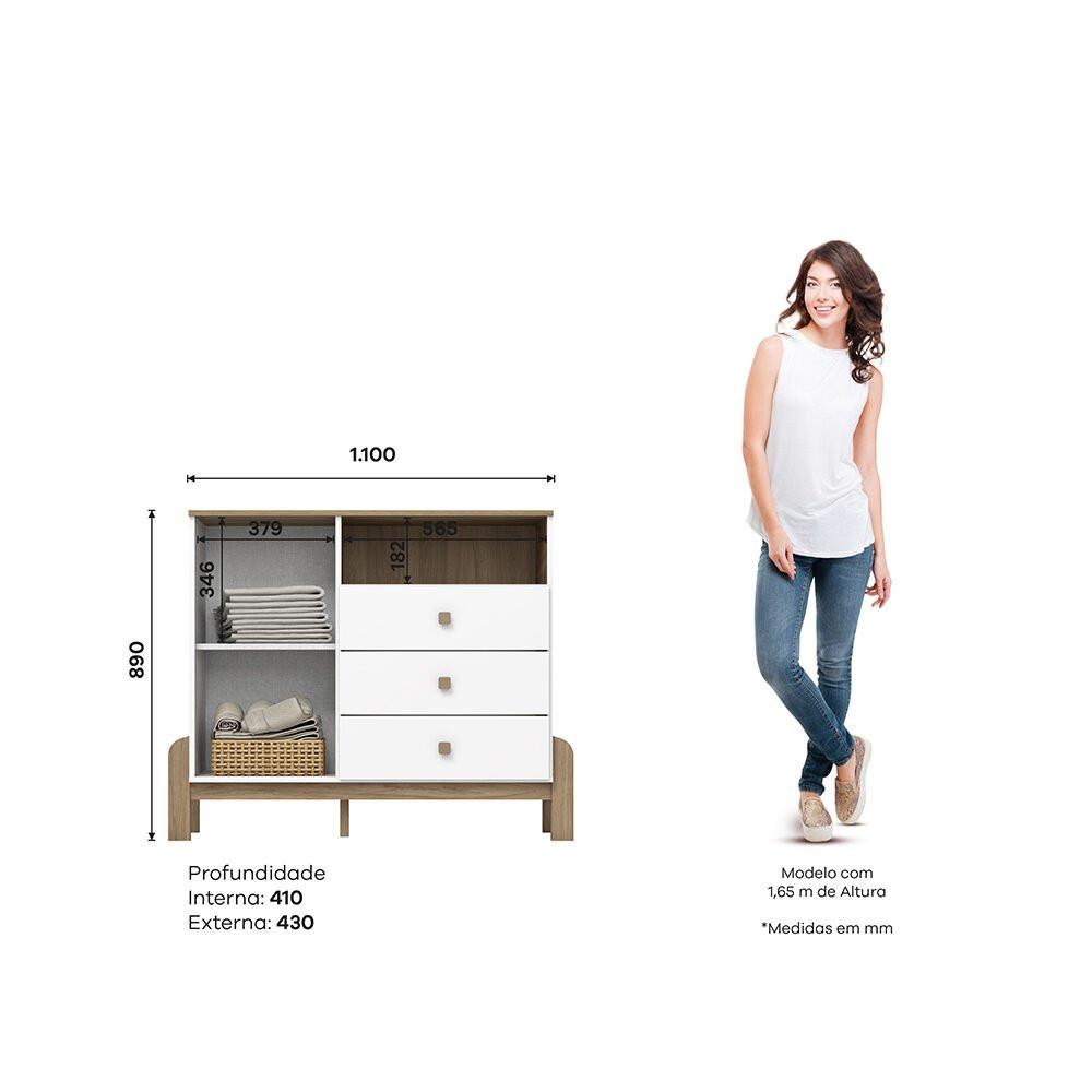 Cômoda Infantil 1 Porta 3 Gavetas Henn Ternura - 9