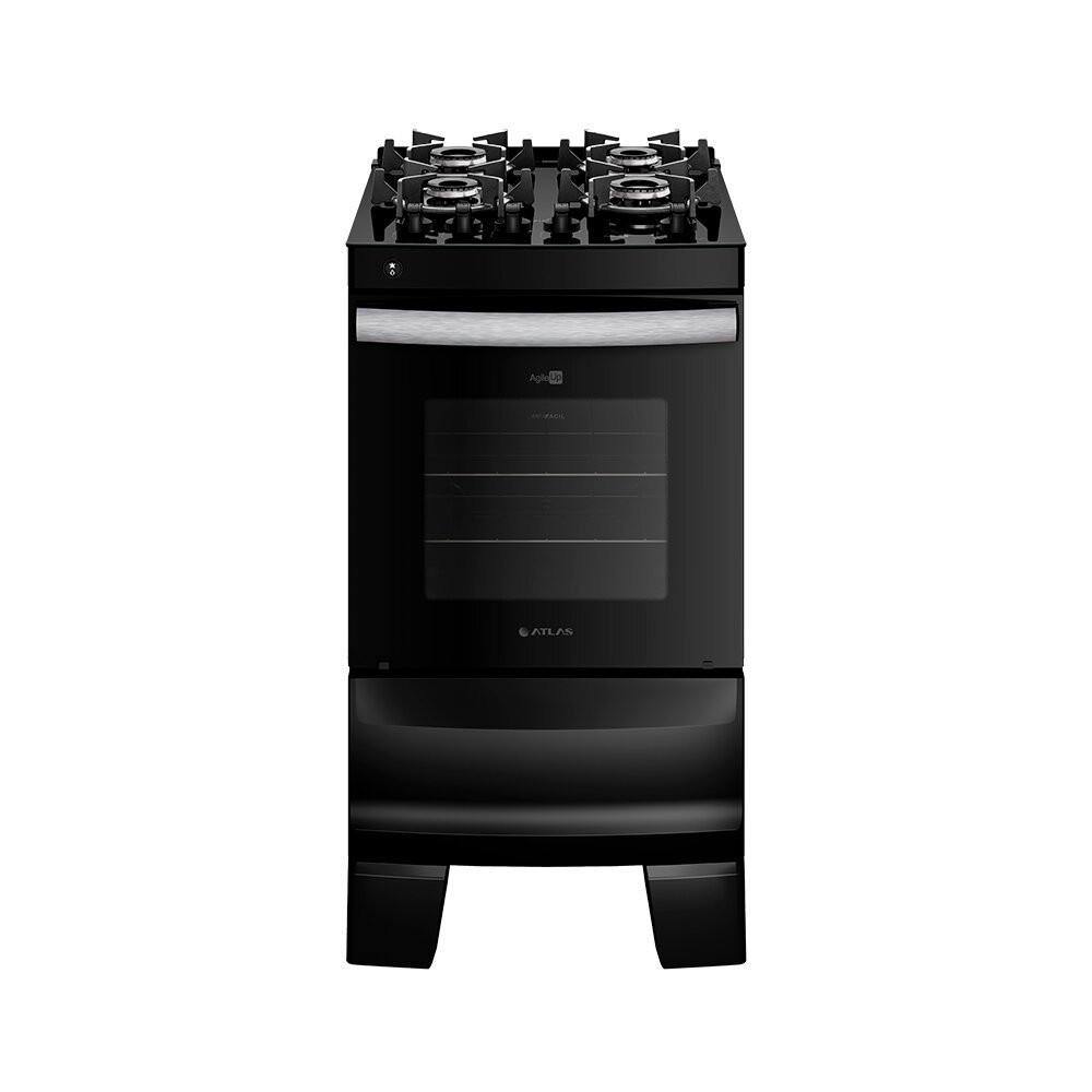 Fogão 4 Bocas Preto com Mesa de Vidro Atlas Agile Up Bivolt - 1