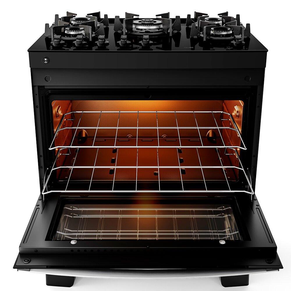 Fogão 5 Bocas Preto com Mesa de Vidro Atlas Agile Up Bivolt - 5