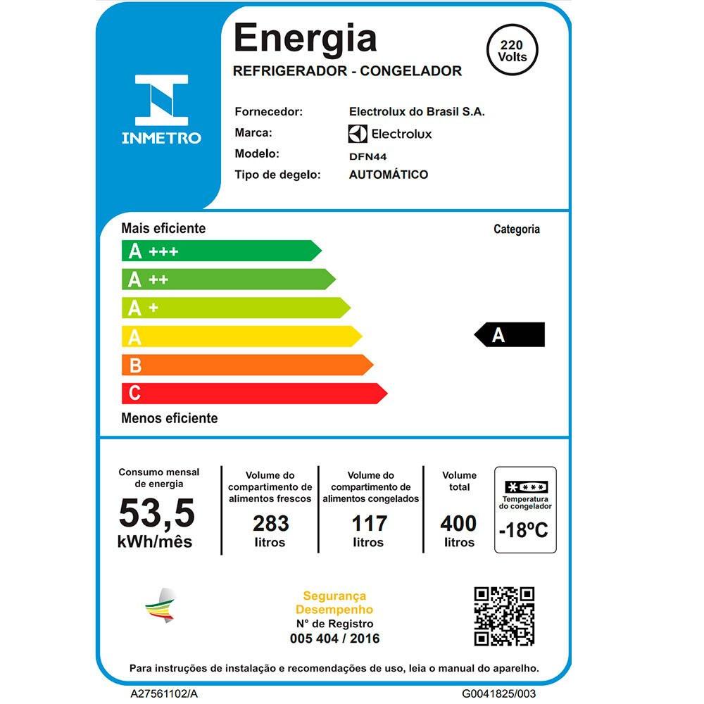 Geladeira Electrolux Frost Free 400L Efficient Turbo Freezer Duplex Branca - DFN44 - 8