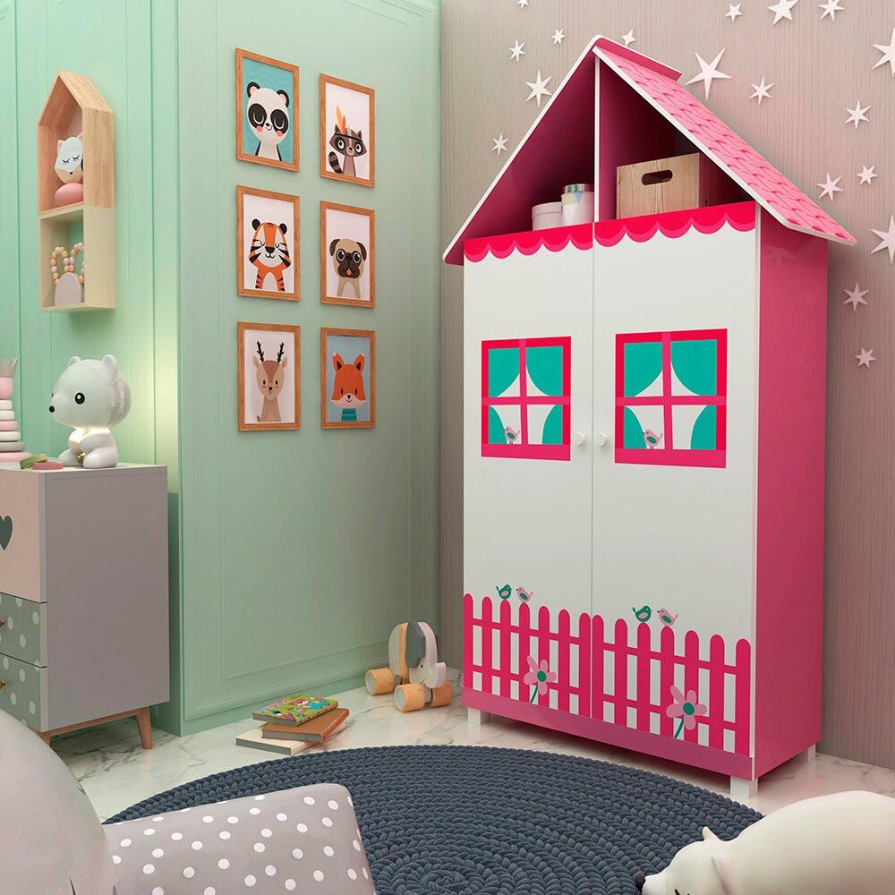 Guarda-Roupa Infantil 2 Portas 2 Gavetas Casinha Gelius - 5