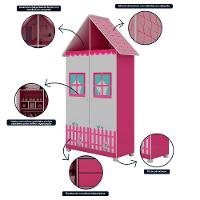 Guarda-Roupa Infantil 2 Portas 2 Gavetas Casinha Gelius - 6