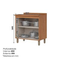 Balcão Requinte CE765 80 cm 2 Portas com Tampo Henn