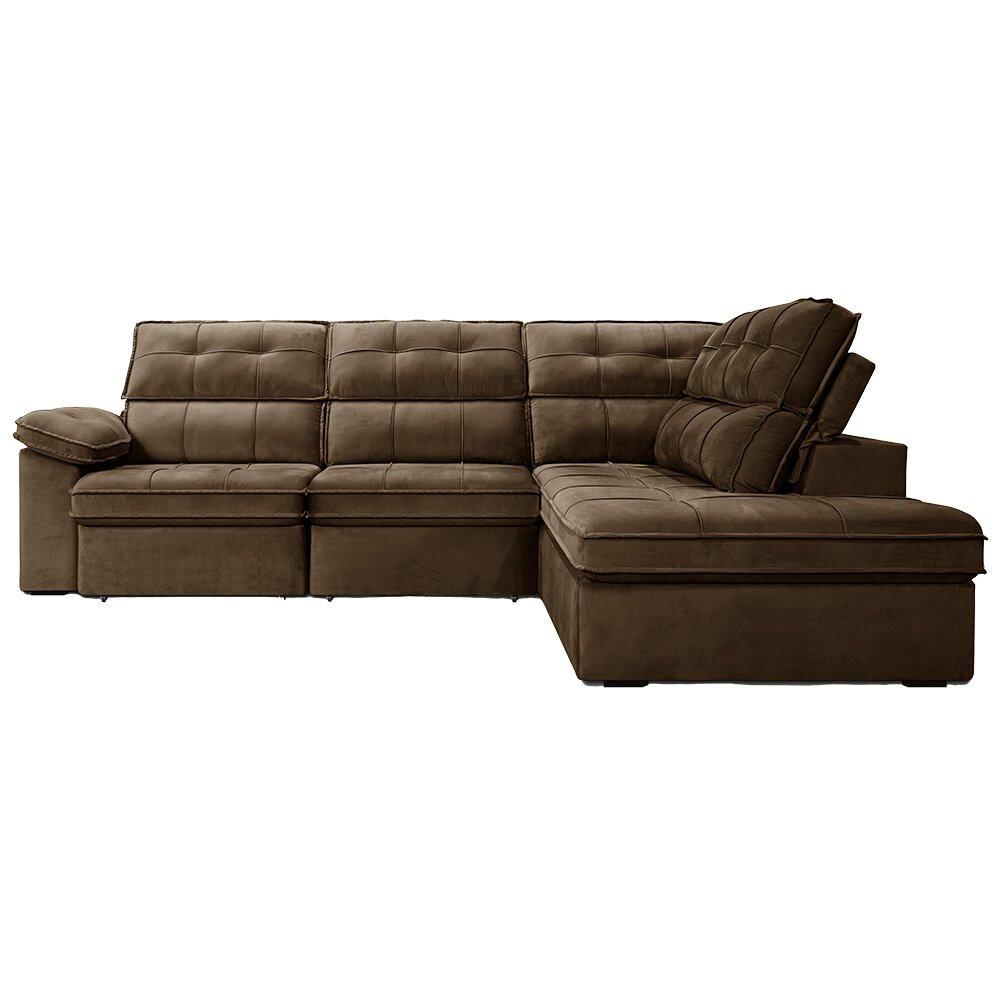 Sofá de Canto 284x20m Gralha Azul Bragança Retrátil e Reclinável Direito - 2