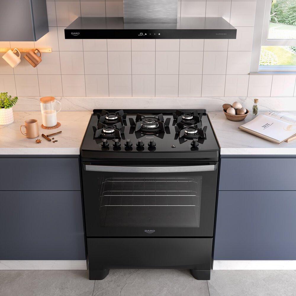 Fogão a Gás 5 Bocas Dako Novo Supreme Glass Mesa de Vidro Tripla Chama - 8