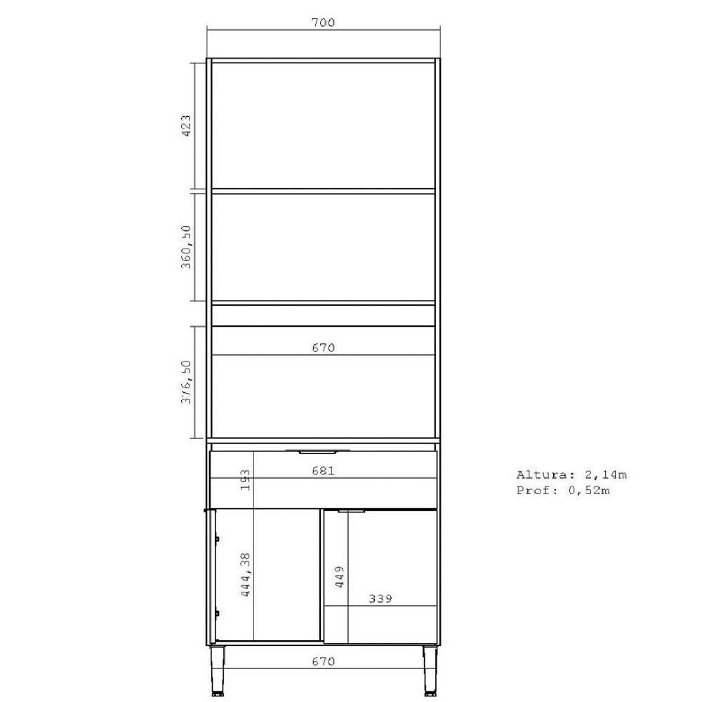 Torre Quente 70 cm 3 Portas 1 Gaveta THB Leticia - 3