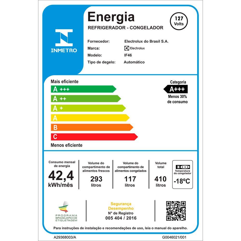 Geladeira Electrolux Frost Free Inverter 410 Litros Duplex Branca - IF46 - 10