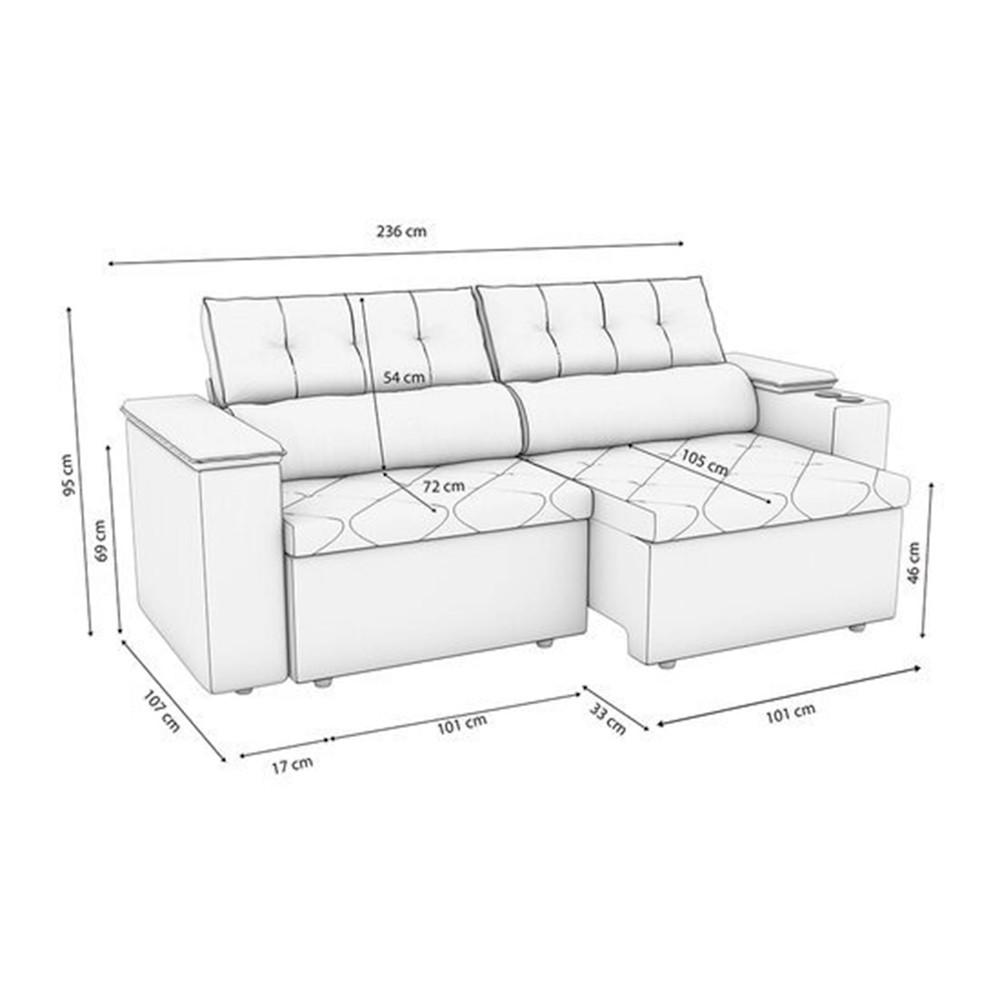 Sofá Roma S211 2,60 Metros com Braço Baú Kappesberg - 6
