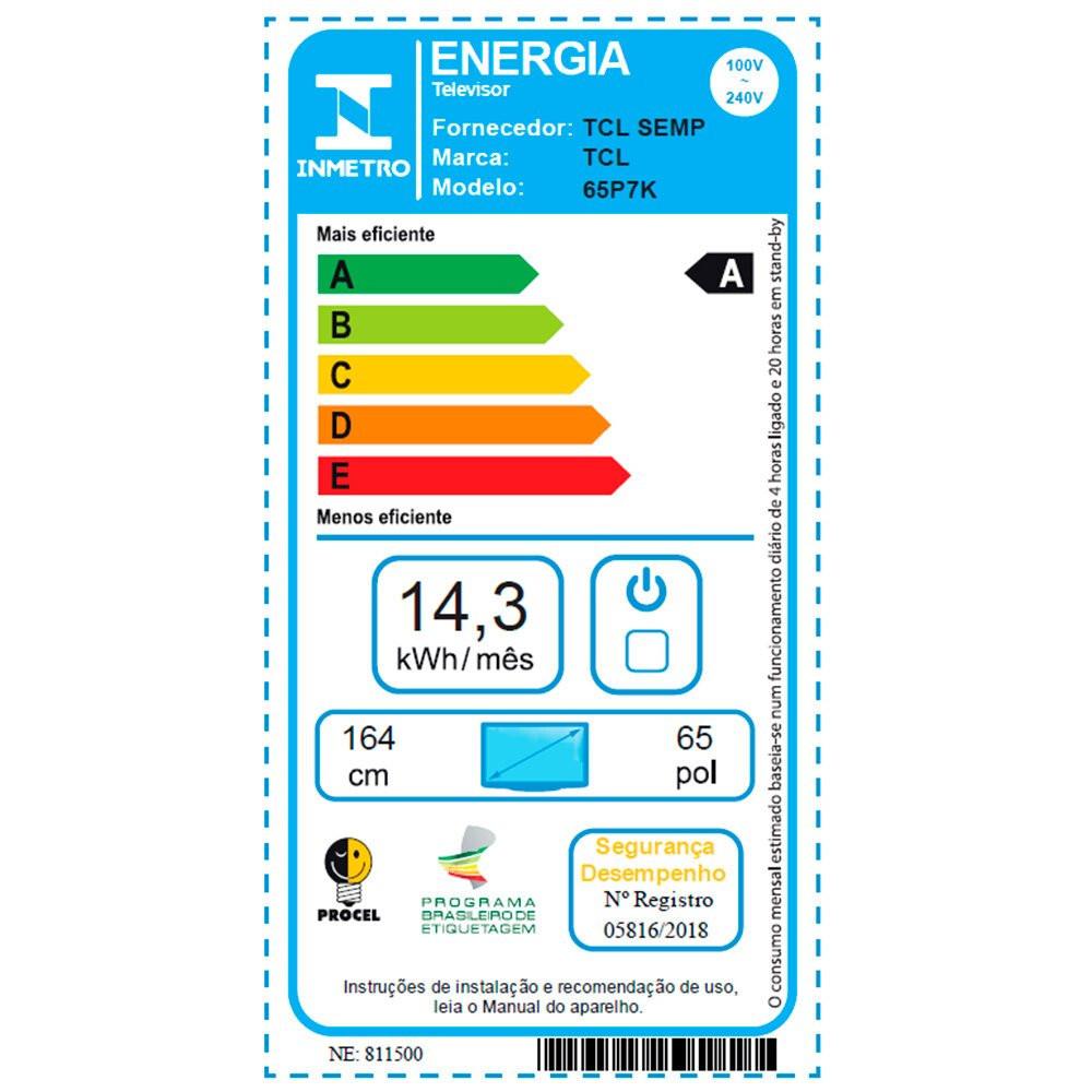 Smart TV TCL 65 Polegadas 4K UHD QLED TV 65P7K - 10