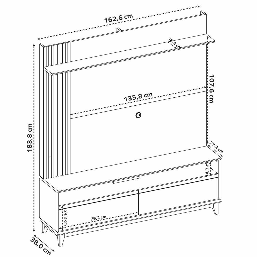 Home para TV 65 Polegadas Notável MDP Ripado Portas com Pistão a Gás NT 1335 - 5