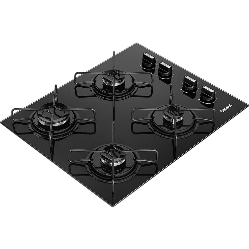 Cooktop 4 Bocas CD060BE a Gás Mesa de Vidro Temperado Consul - 1