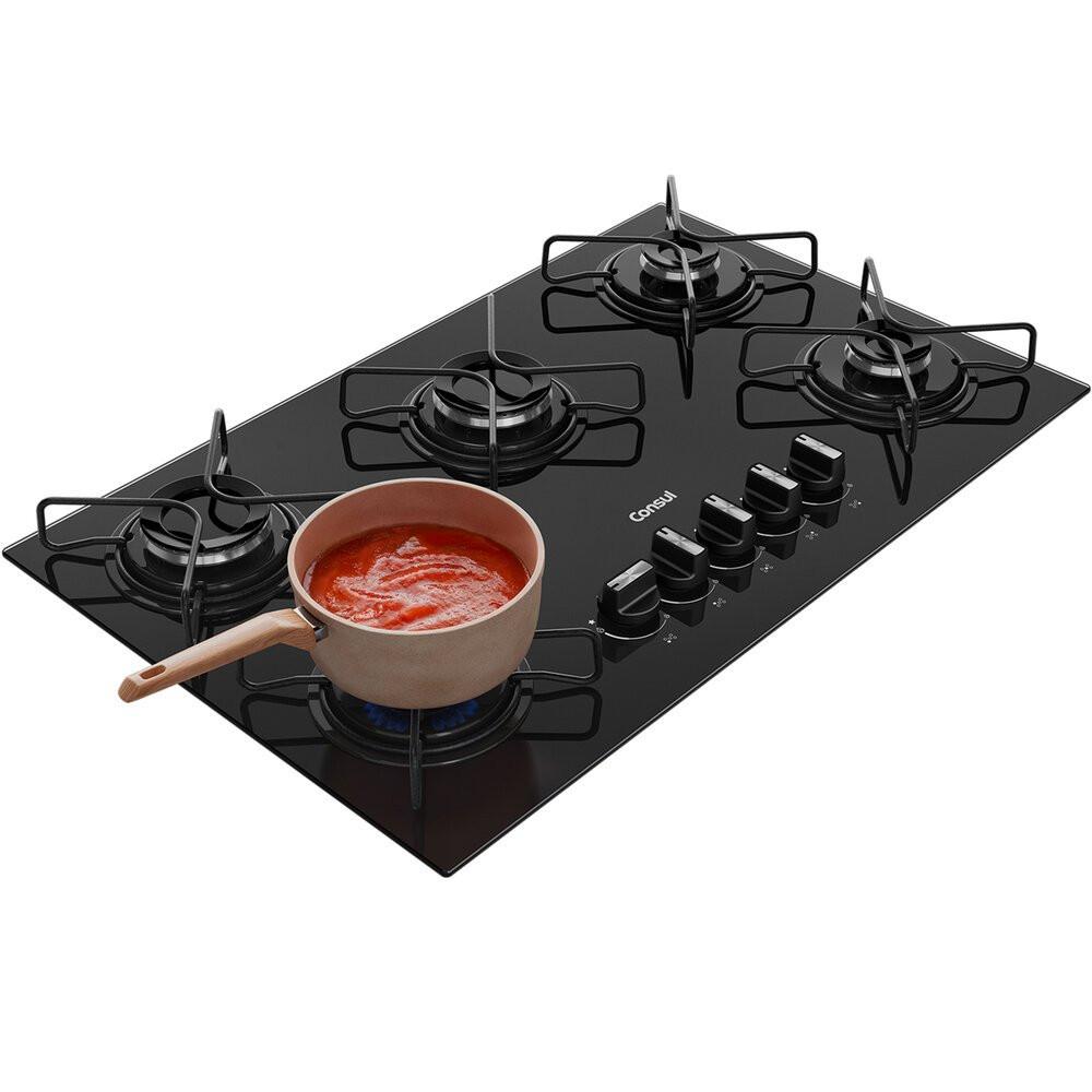 Cooktop 5 Bocas CD075BE a Gás Mesa de Vidro Temperado Consul - 3