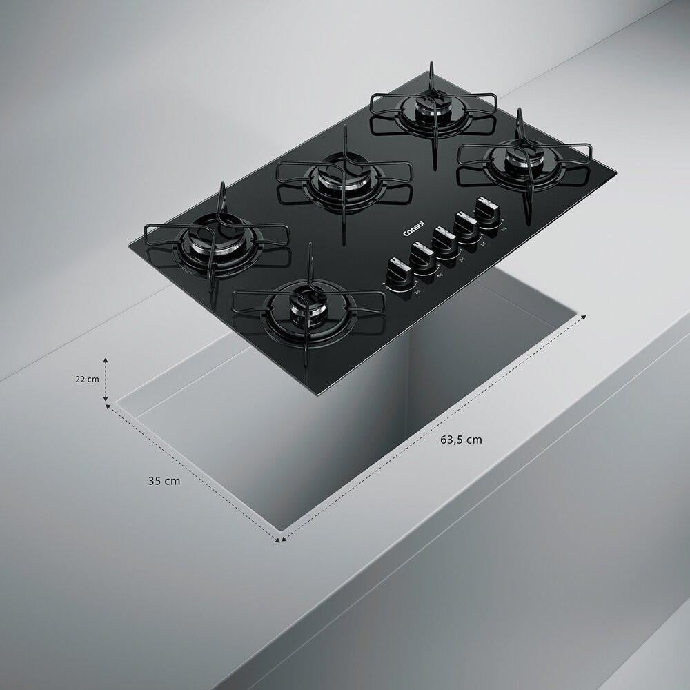 Cooktop 5 Bocas CD075BE a Gás Mesa de Vidro Temperado Consul - 7