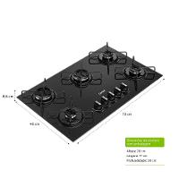 Cooktop 5 Bocas CD075BE a Gás Mesa de Vidro Temperado Consul - 6