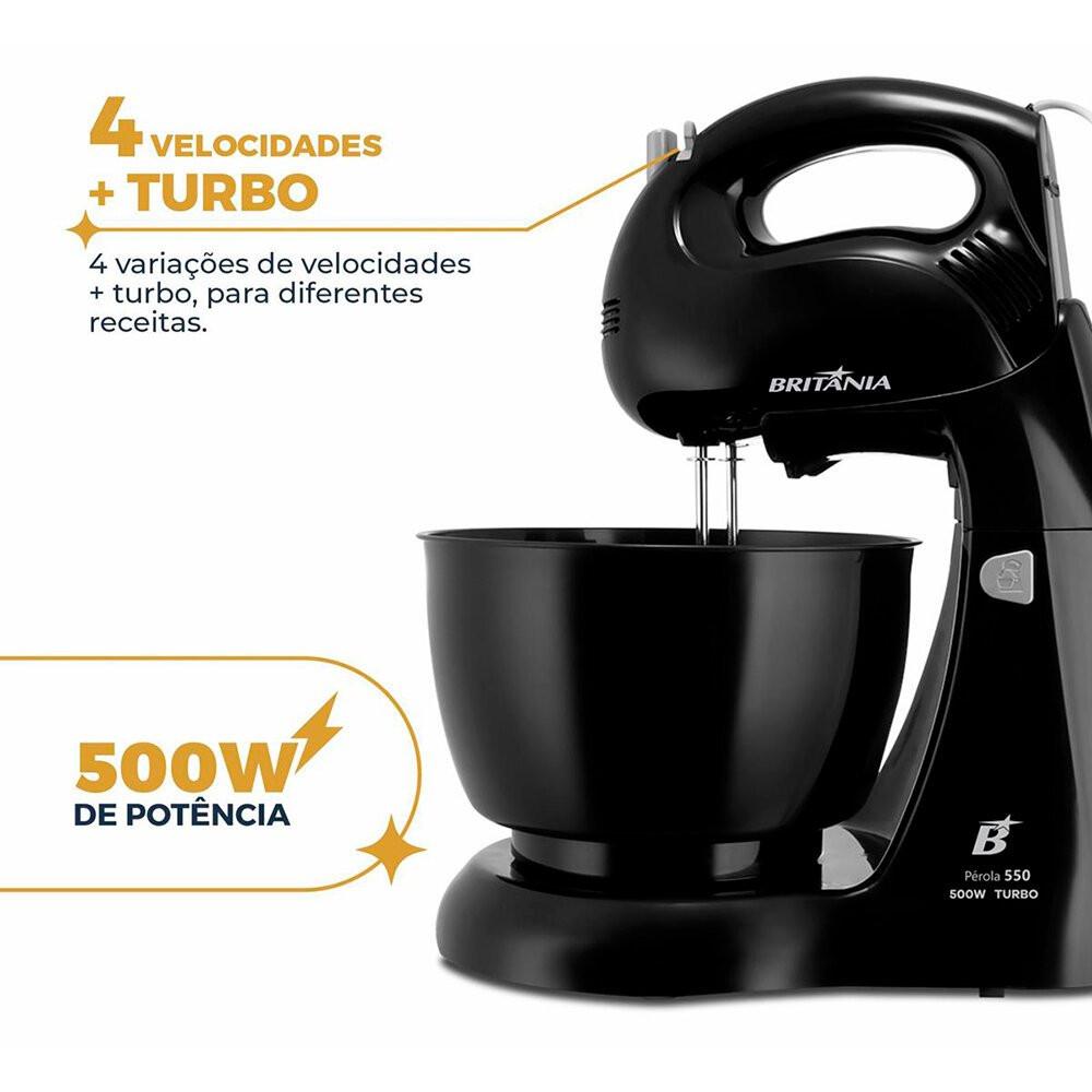 Batedeira Britânia New Pérola 550 Turbo, 500W, Preto - 10