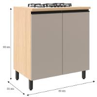 Balcão para Cooktop 2 Portas 80 cm Andria 5599 Móveis Sul - 3