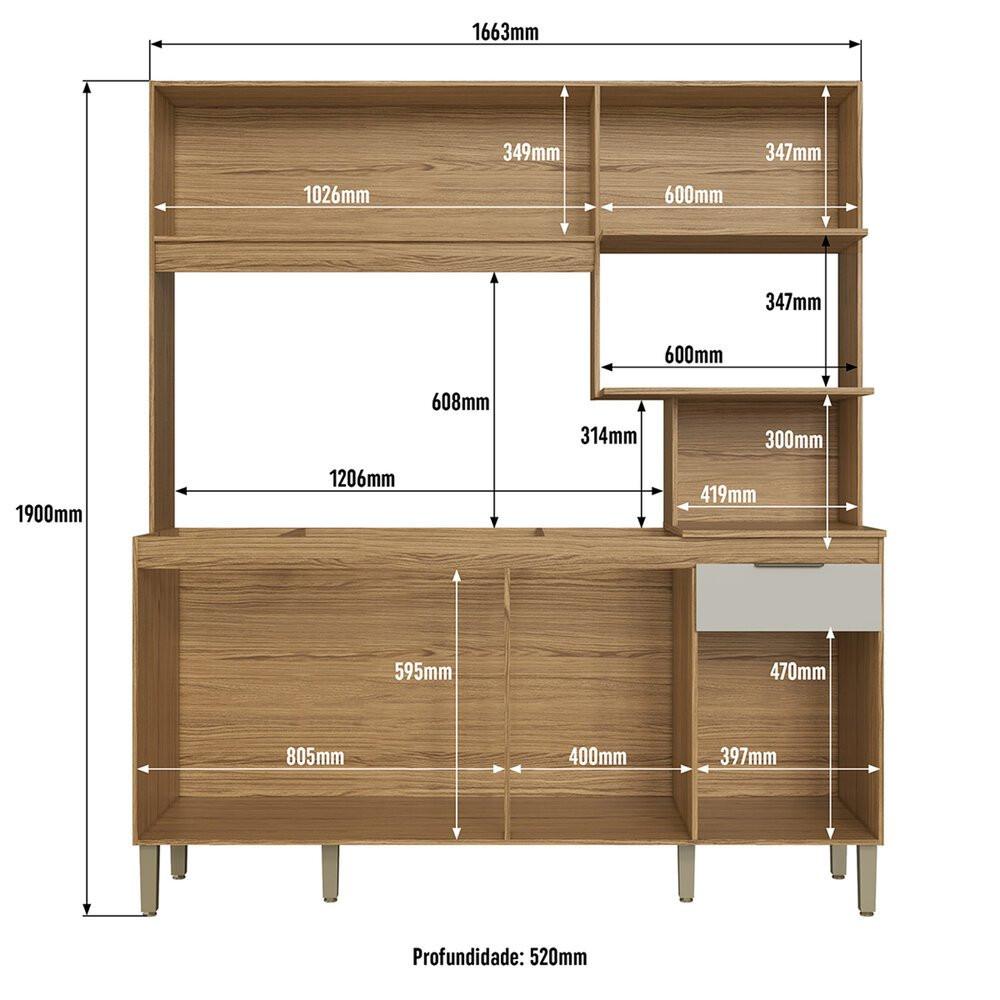 Cozinha Compacta 6 Portas 1 Gaveta CO1610 Decibal - 2