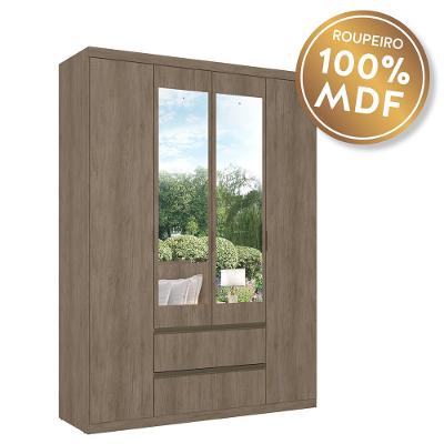 Guarda-Roupa 4 Portas com Espelho Nobre 100 MDF THB