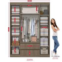 Guarda-Roupa 4 Portas com Espelho Nobre 100 MDF THB