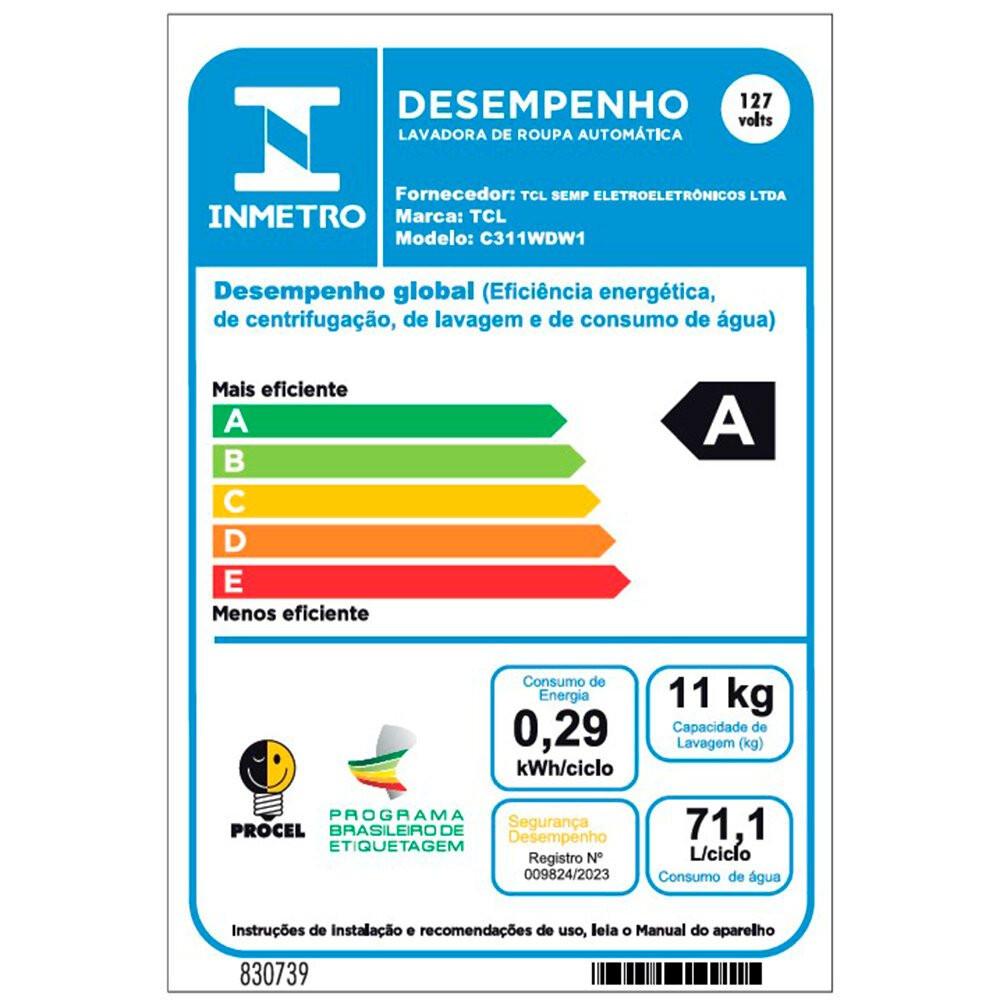 Lava e Seca 11 kg TCL Lavagem a Seco C311WDW - 7