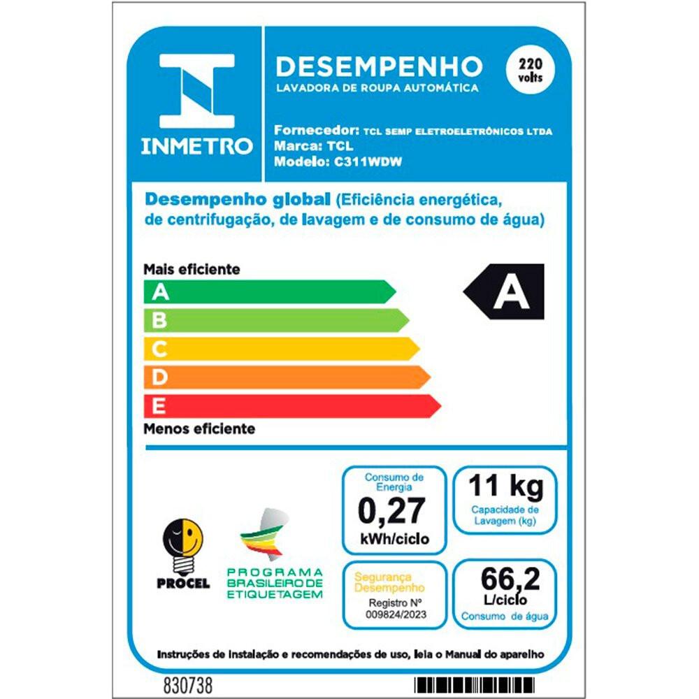 Lava e Seca 11 kg TCL Lavagem a Seco C311WDW - 8