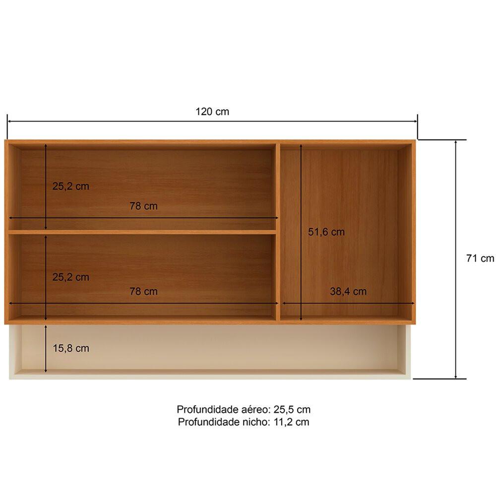 Armário Aéreo 120 cm 3 Portas Ibiza  4311 Casamia - 4